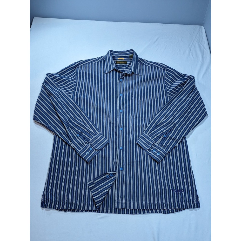 Timberland Shirt‎ Mens Regular Size Large Striped Button up Long Sleeve Cotton